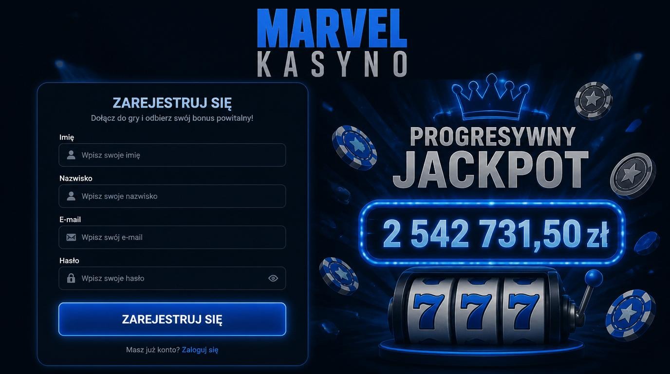 Formularz rejestracji z jackpotem w tle